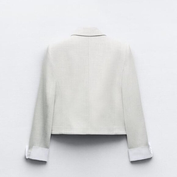 ZARA DOUBLE BREASTED CROPPED BLAZER - Picture 7 of 9